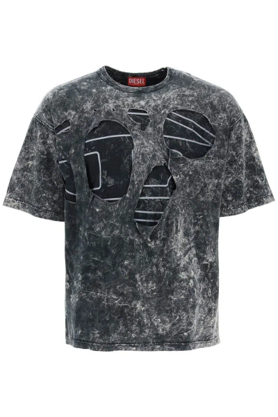 Diesel Destroyed T-shirt With Peel In Multicolor