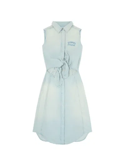 Diesel De-susy-s Tie-waist Midi Dress In Blue