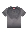 Diesel Dévoré-phoenix Cover-stitched Cotton T-shirt In Gray