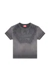 Diesel Dévoré-phoenix Cover-stitched Cotton T-shirt In Gray