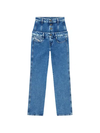 Diesel D-fynora Double-layer Jeans In Blue