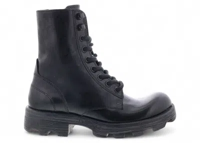 Pre-owned Diesel Dhammer Bt W Combat Boot Glossed Leather (women's) Sneakers In Black