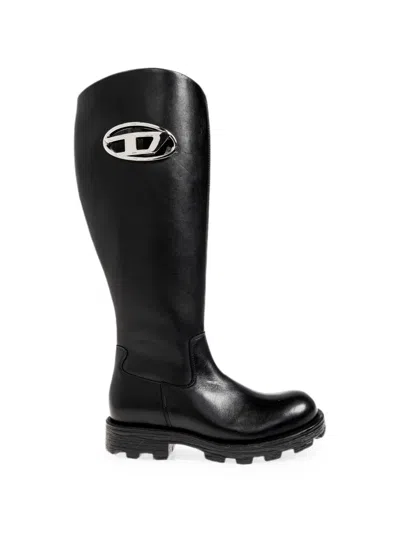 Diesel D-hammer Knee-high Boots In Black