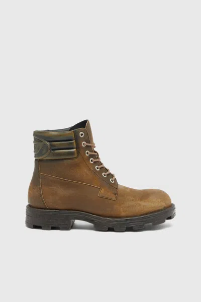 Diesel D-hammer-combat Boots In Distressed Suede In Multi
