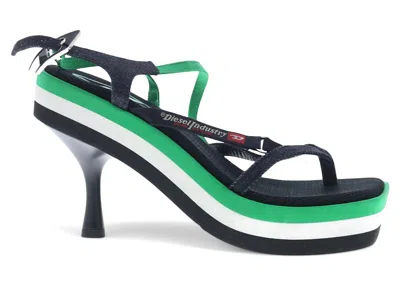 Pre-owned Diesel Dhaway Heeled Sandals (women's) Sneakers In Black