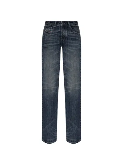 Diesel D-heel-fsj1 Washed-effect Logo-patch Jeans In Blue