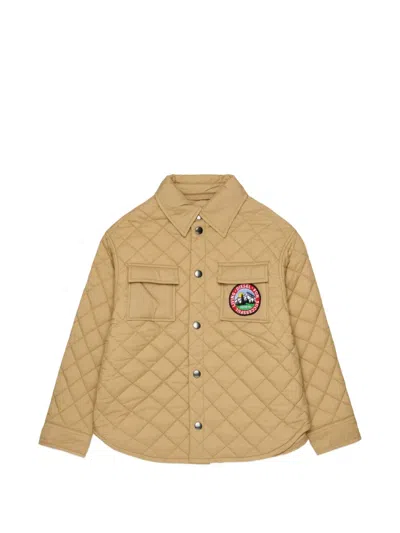 Diesel Kids' Diamond-quilted Logo-patch Padded Jacket In Neutral