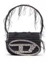 Diesel Destroyed Shoulder Bag With Rhinestone Details In Multi