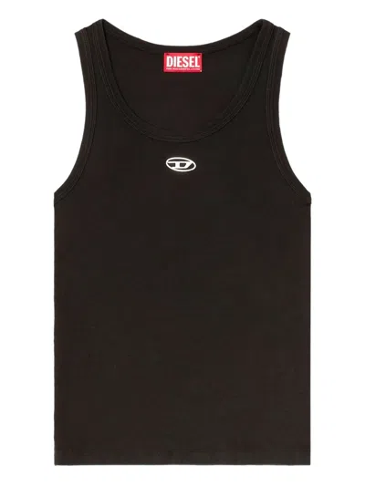 Diesel Anki Ribbed Cotton Tank Top In Brown