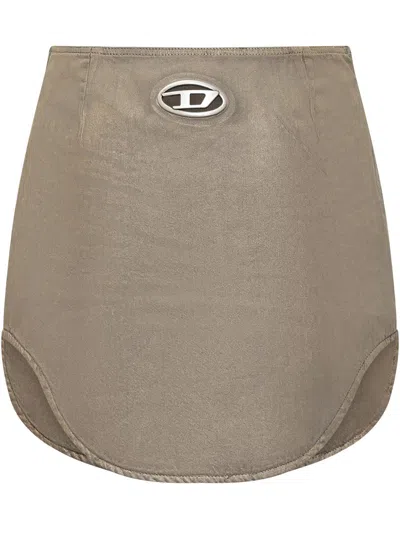 Diesel Beige Satin Miniskirt In Neutral