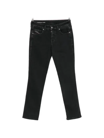 Diesel 1992 D-jiann Logo-patch Jeans In Black