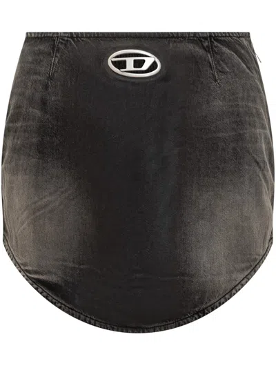 Diesel Black Denim Miniskirt Vintage Effect