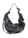 Diesel Grab-d L-large Scrunched Hobo Bag In Shiny Pu In Black