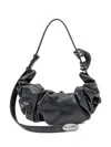Diesel Black Draped Shoulder Bag With Metallic Logo In Black