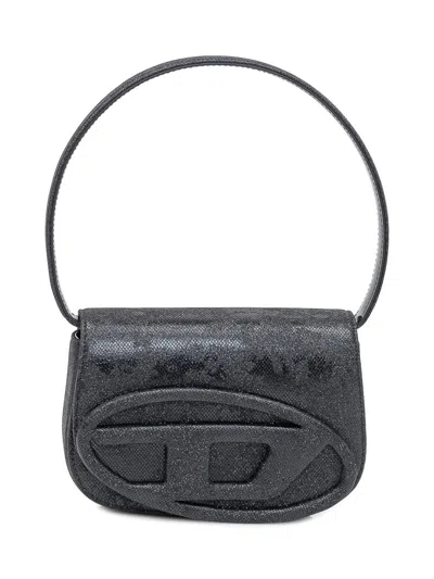 Diesel Black Shoulder Bag With Logo And Glitter Finish
