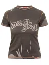 Diesel Black T-shirt With Logo Graphic In Brown