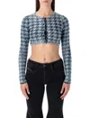 Diesel Blue Cropped Houndstooth Cardigan In Multi