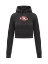 Diesel Crop Hoodie With Logo In Black