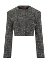 Diesel Cropped Tweed Jacket Long Sleeves In Black