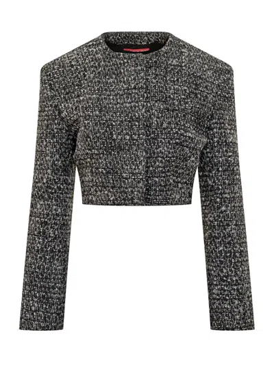DIESEL DIESEL DIESEL CROPPED JACKET IN BLACK AND GRAY TWEED