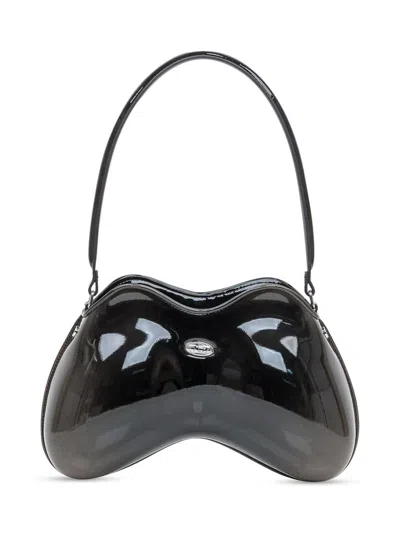 Diesel Double-d Bag In Black Patent Leather