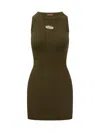 Diesel Green Ribbed Viscose M-caddix Minidress In Green