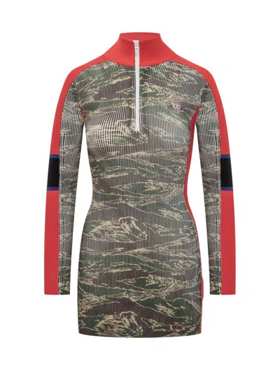 Diesel Fitted Dress With Print In Gray