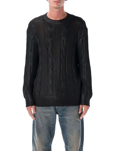 Diesel K-michiu Shiny Cable-knit Sweater In Black