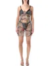 Diesel Mini Mesh Beach Dress With Open Back In Animal Print