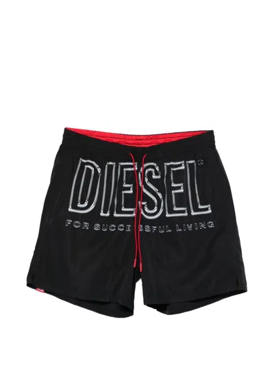 Diesel Logo-print Swim Shorts In Black