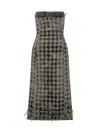 Diesel Long Pied De Poule Bustier Dress In Multi