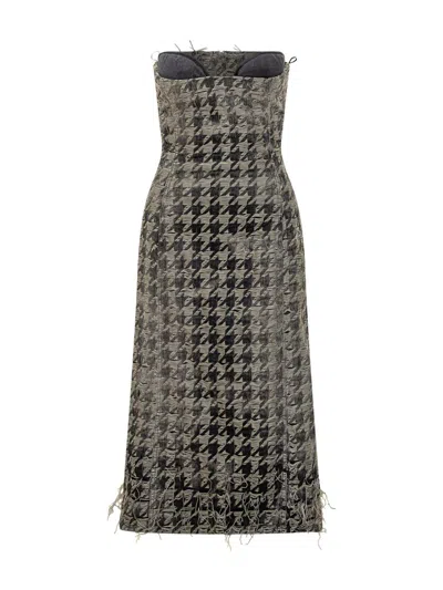 Diesel Long Pied De Poule Bustier Dress In Multi