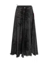 Diesel Longuette Skirt In Fur Effect Fabric In Black