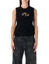 Diesel Tank Top With Cut-out Oval D Logo In Black