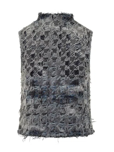 Diesel Multi-tone Fringed Denim Vest