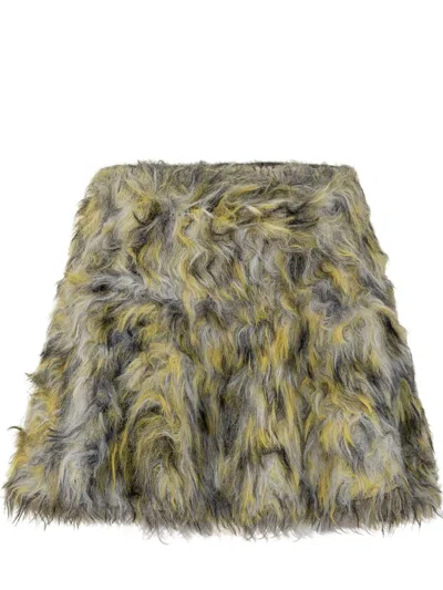 DIESEL DIESEL DIESEL MULTICOLOR FAUX FUR MINISKIRT