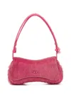 Diesel Pink Synthetic Fur Shoulder Bag With Logo In Pink