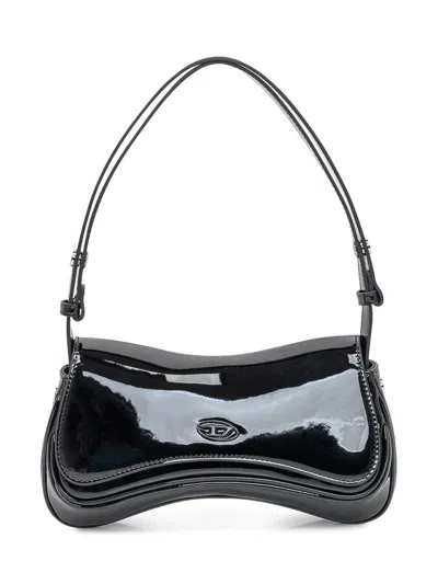Diesel Shoulder Bag In Black Patent Leather