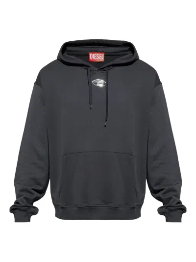 Diesel S-norm-hood-iod Cotton Hoodie In Gray