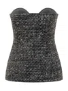 Diesel Bouclé Corset Top With Ultra-low Cut In Gray