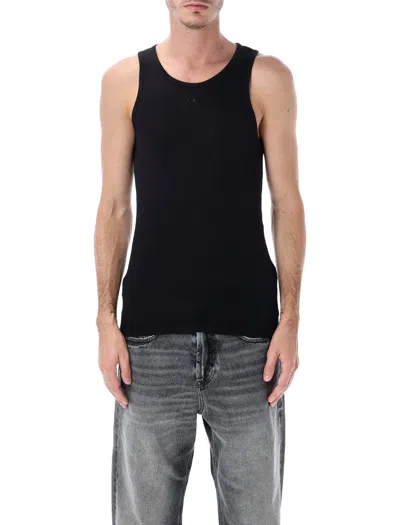 Diesel T-arm-lkds Ribbed Cotton Tank Top In Black