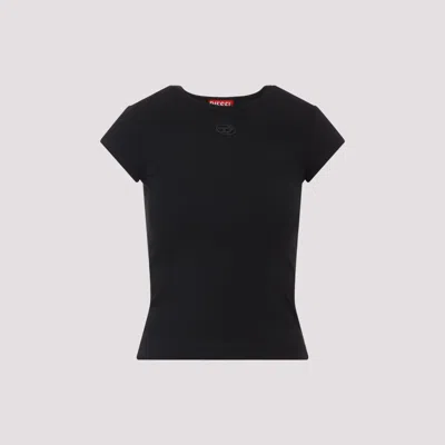 Diesel T-angie-od T-shirt With Cut-out Embroidered Logo In Black