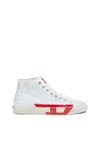 Diesel Dirty-effect High-top Canvas Sneakers In White
