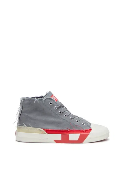 Diesel Dirty-effect High-top Canvas Sneakers In Multicolor