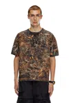 Diesel Dirty-effect T-shirt With Logo Lettering In Brown