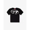 Diesel Used-effect Oval D Logo T-shirt In Nero