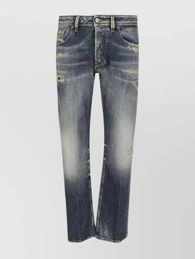Diesel Distressed 5 Pockets Trousers In Gray