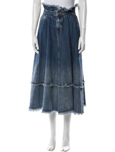 Pre-owned Diesel Distressed Accents Midi Length Skirt W/ Tags In Blue