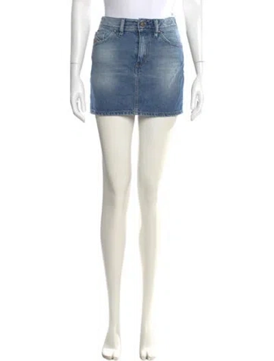Pre-owned Diesel Distressed Accents Mini Skirt In Blue