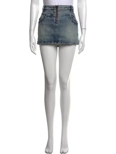 Pre-owned Diesel Distressed Accents Mini Skirt In Blue